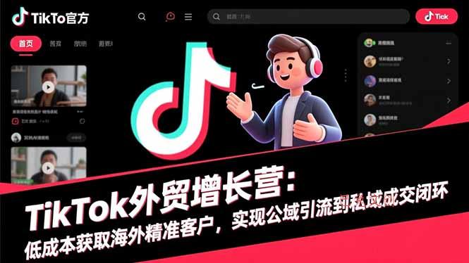 TikTok外贸增长营：低成本获取海外精准客户，实现公域引流到私域成交闭环-巴兔网创